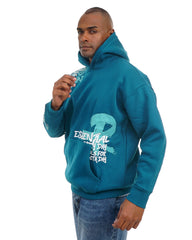 Men’s Printed Hooded Sweatshirt with Front Pocket – Casual Cotton Hoodie