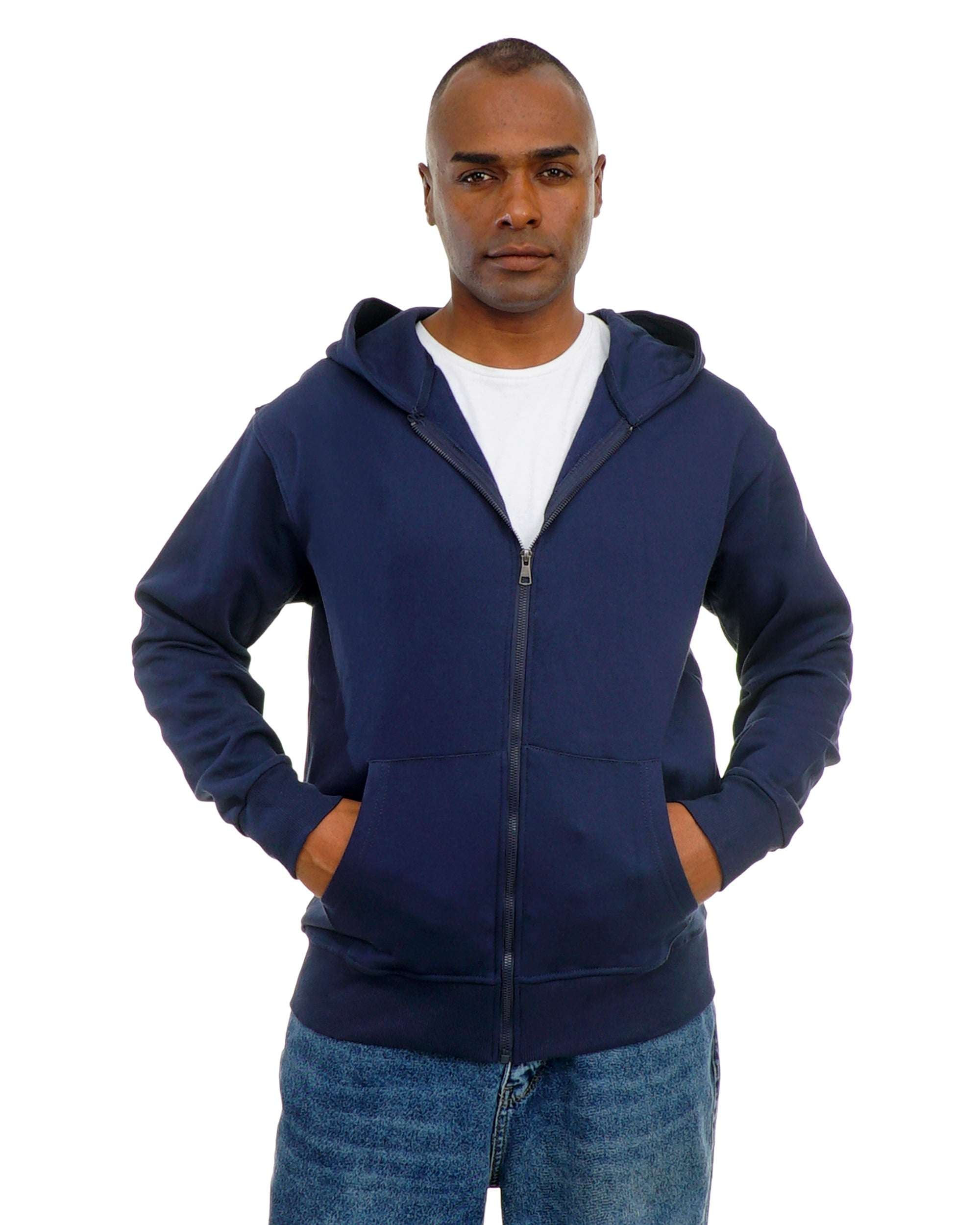 Men’s Zip-Up Hooded Sweatshirt with Front Pockets – Soft Cotton