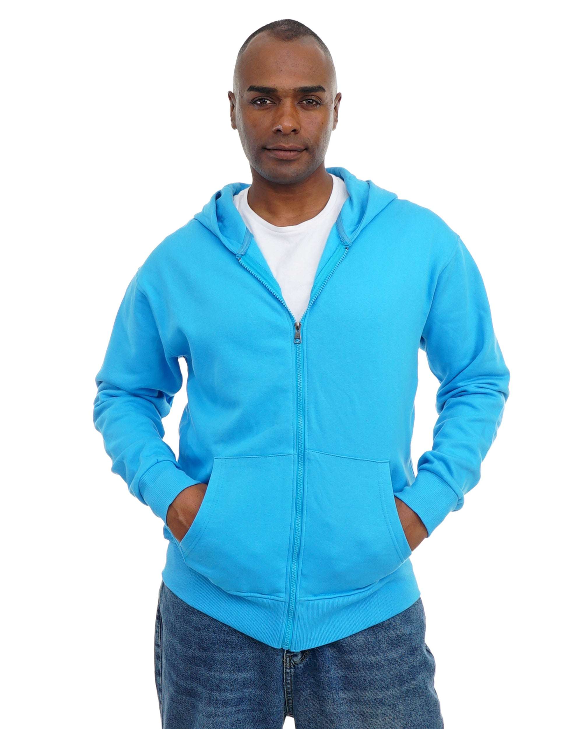 Men’s Zip-Up Hooded Sweatshirt with Front Pockets – Soft Cotton