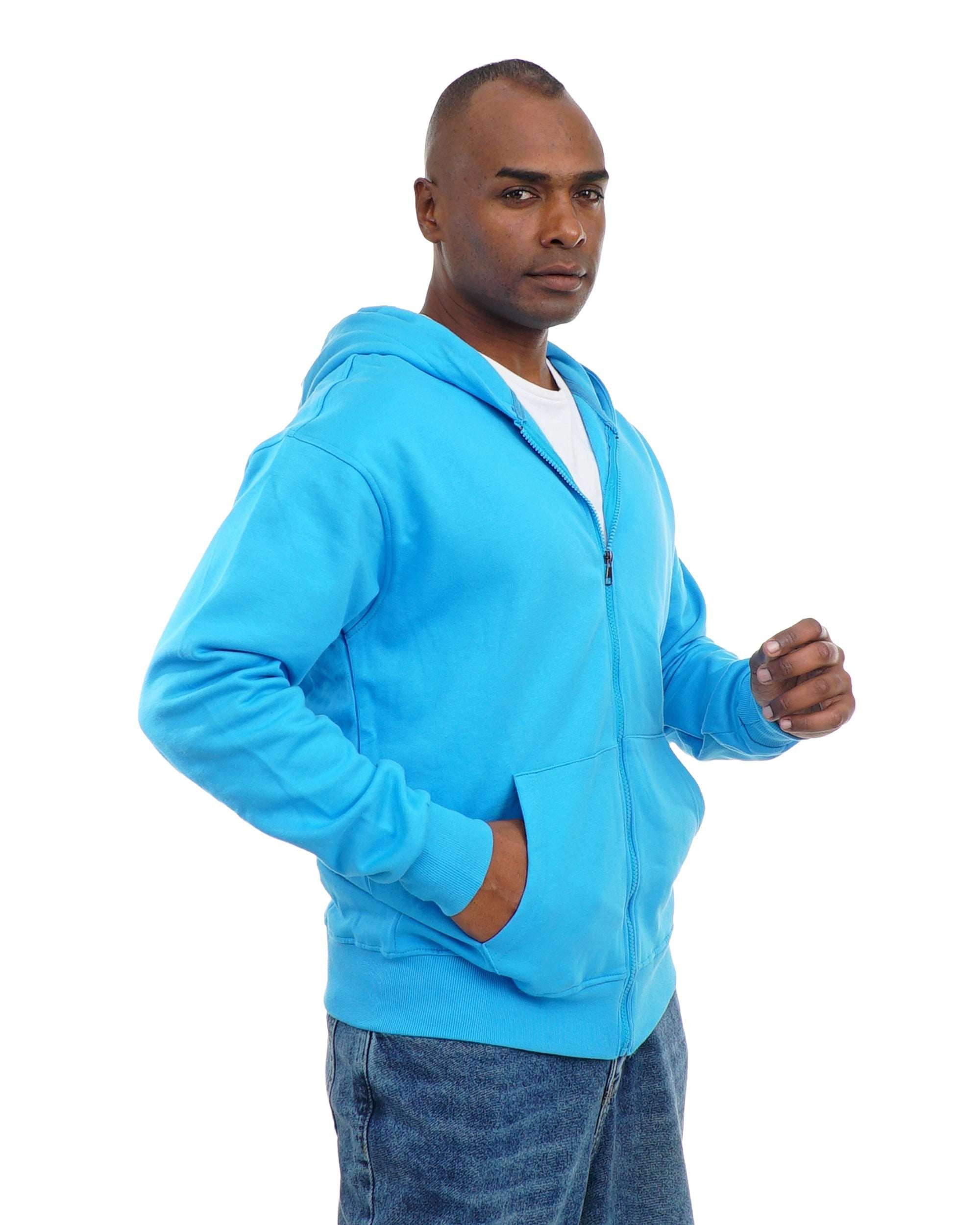 Men’s Zip-Up Hooded Sweatshirt with Front Pockets – Soft Cotton