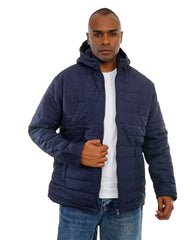 Men’s Hooded Puffer Jacket Winter Jacket with Front Zip & Pockets