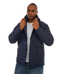 Men’s Hooded Puffer Jacket Winter Jacket with Front Zip & Pockets