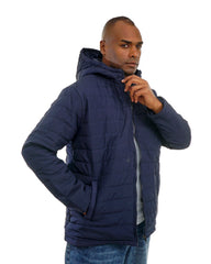 Men’s Hooded Puffer Jacket Winter Jacket with Front Zip & Pockets
