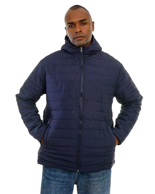 Men’s Hooded Puffer Jacket Winter Jacket with Front Zip & Pockets