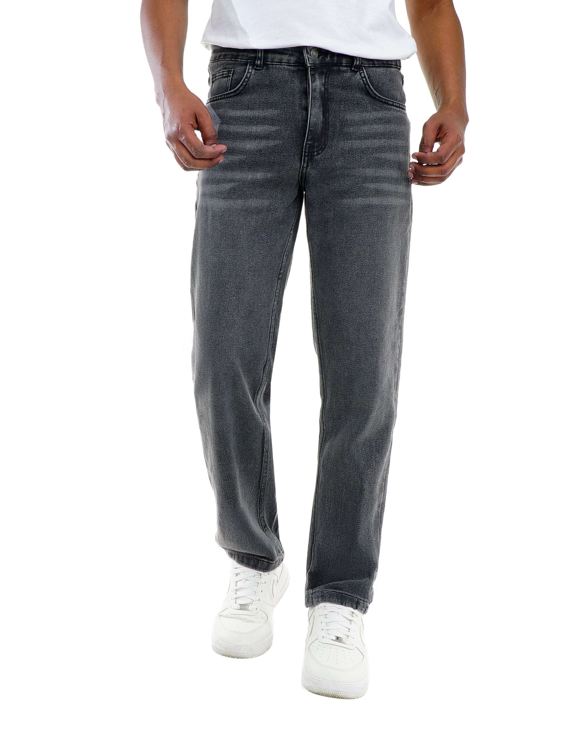 Men’s Charcoal Denim Jeans – Regular Fit Classic 5 Pocket Pants