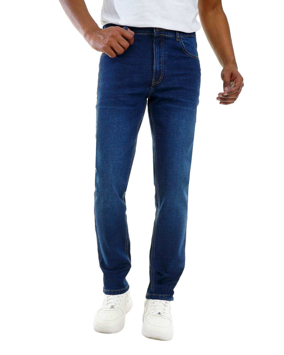Men’s Dark Blue Denim Jeans – Regular Fit Classic 5 Pocket Pants