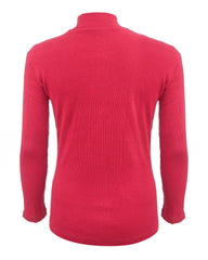 Women’s Ribbed Long Sleeve T-Shirt with Mock Neck – Slim Fit
