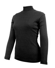 Women’s Ribbed Long Sleeve T-Shirt with Mock Neck – Slim Fit