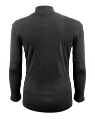 Women’s Ribbed Long Sleeve T-Shirt with Mock Neck – Slim Fit