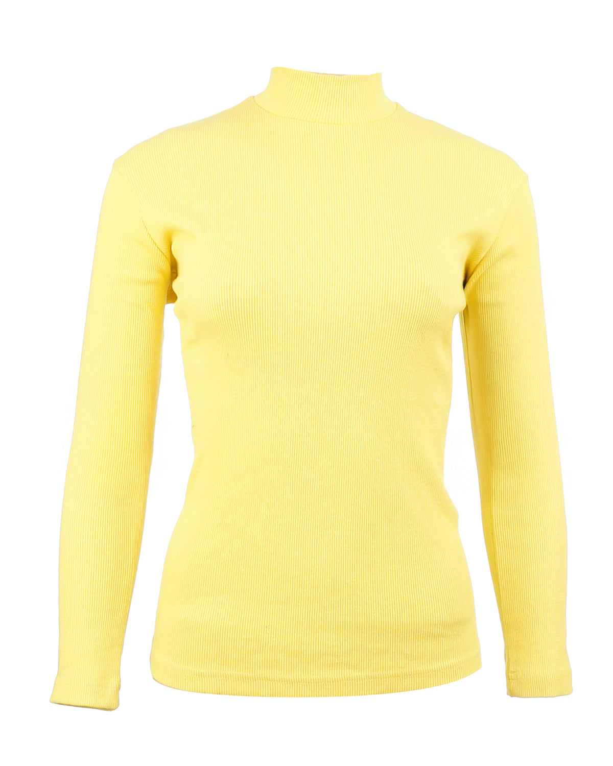 Women’s Ribbed Long Sleeve T-Shirt with Mock Neck – Slim Fit