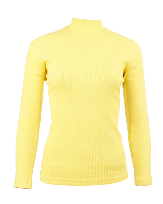 Women’s Ribbed Long Sleeve T-Shirt with Mock Neck – Slim Fit