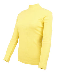 Women’s Ribbed Long Sleeve T-Shirt with Mock Neck – Slim Fit
