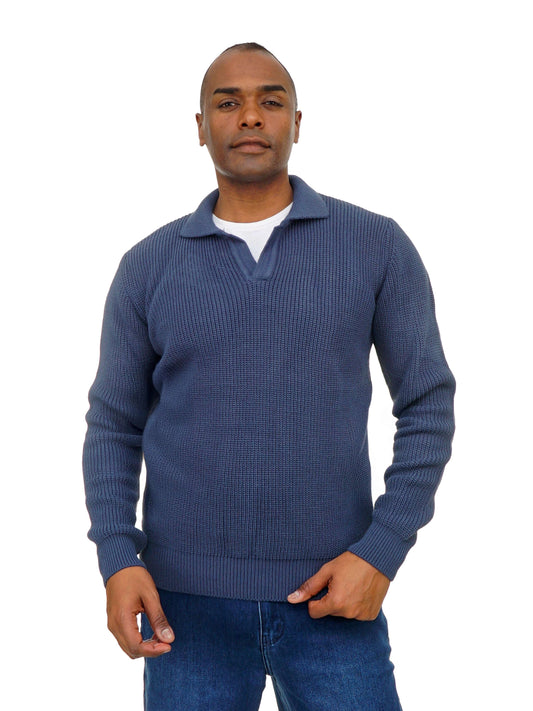 Men’s Polo Collar Knit Sweater Long Sleeve Soft & Comfortable Fit