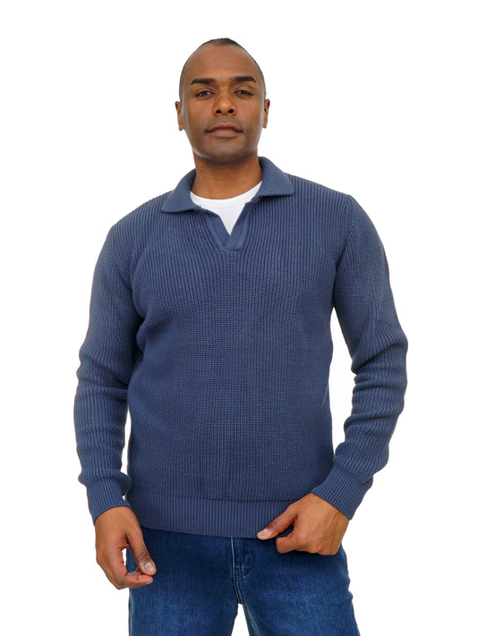 Men’s Polo Collar Knit Sweater Long Sleeve Soft & Comfortable Fit