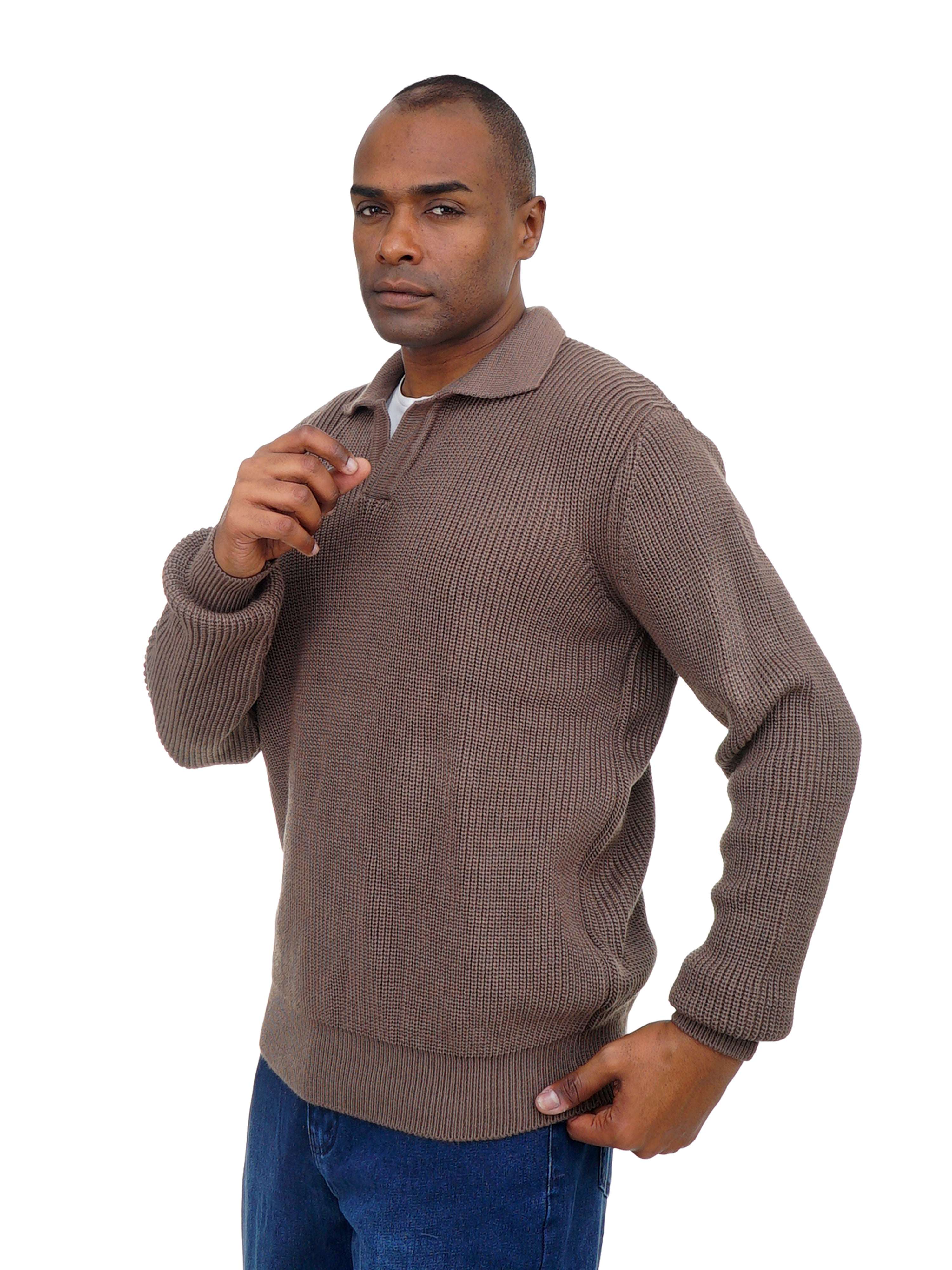 Men’s Polo Collar Knit Sweater Long Sleeve Soft & Comfortable Fit