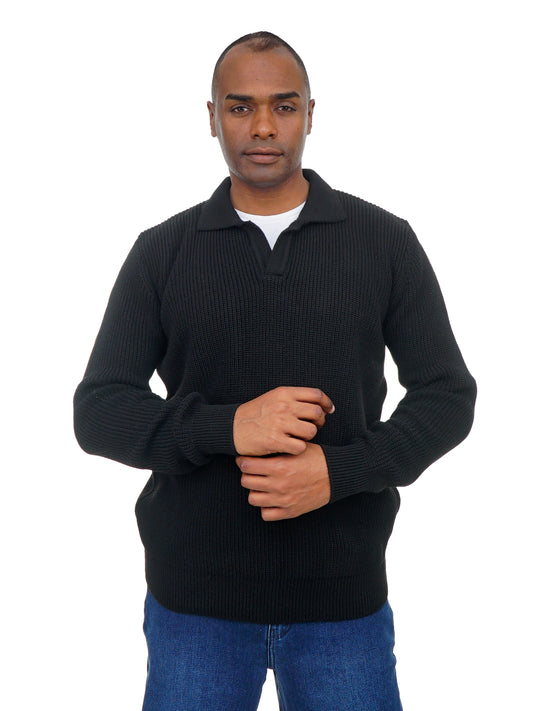 Men’s Polo Collar Knit Sweater Long Sleeve Soft & Comfortable Fit