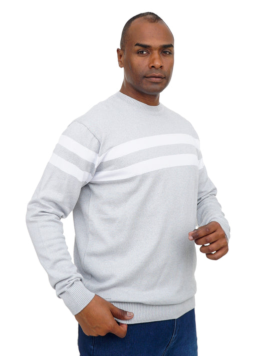 Men’s Crew Neck Knit Sweater Long Sleeve Striped Design