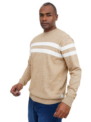 Men’s Crew Neck Knit Sweater Long Sleeve Striped Design
