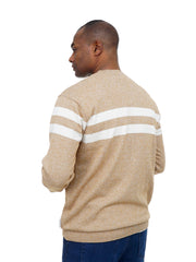 Men’s Crew Neck Knit Sweater Long Sleeve Striped Design