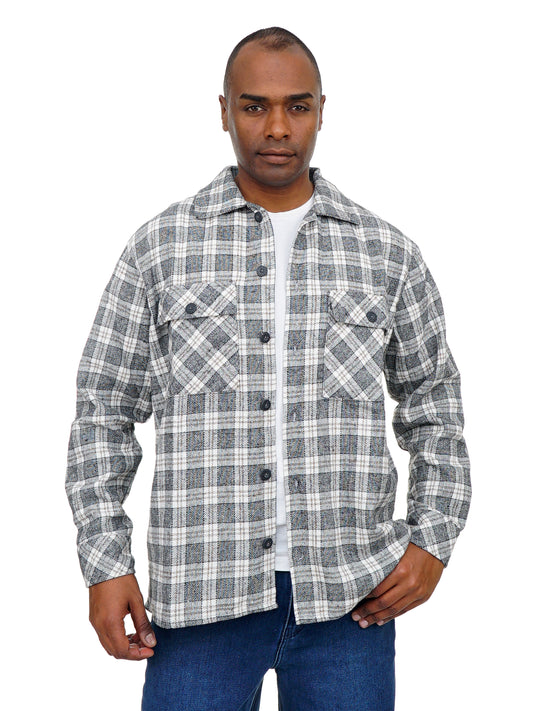Men’s Plaid Shirt Jacket Long Sleeve Button Front Casual Layering Style