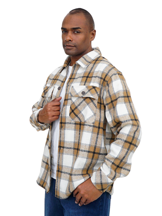 Men’s Plaid Shirt Jacket Long Sleeve Button Front Casual Layering Style