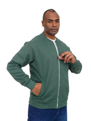 Men’s Zip-Up Bomber Jacket Long Sleeve Ribbed Collar Casual Street Style