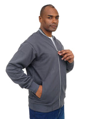 Men’s Zip-Up Bomber Jacket Long Sleeve Ribbed Collar Casual Street Style