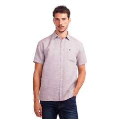 Men’s Short Sleeve Shirt – Casual Textured Button Down Shirt