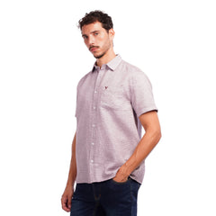 Men’s Short Sleeve Shirt – Casual Textured Button Down Shirt