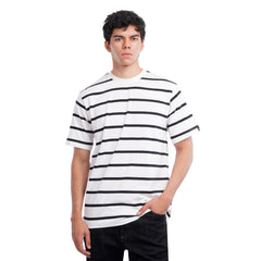 Men’s Striped Oversized T-Shirt – Casual Short Sleeve Crewneck Tee