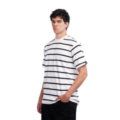 Men’s Striped Oversized T-Shirt – Casual Short Sleeve Crewneck Tee