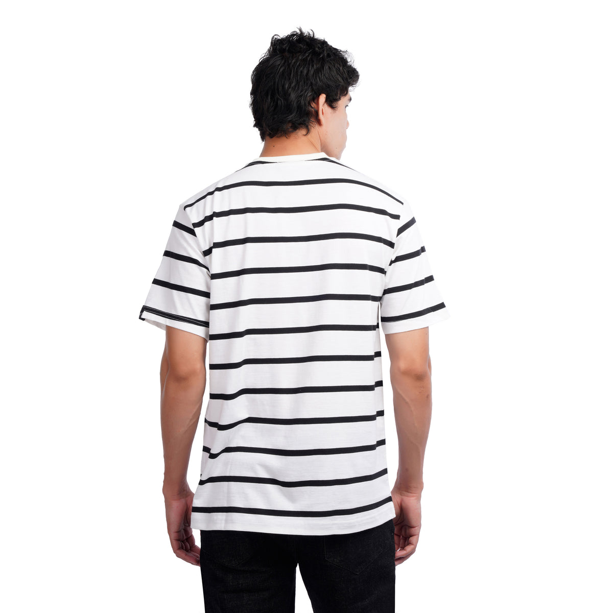 Men’s Striped Oversized T-Shirt – Casual Short Sleeve Crewneck Tee
