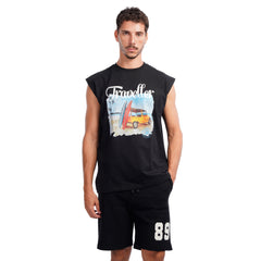 Men’s Sleeveless T-Shirt – Traveler Graphic Summer Casual Tank Tee