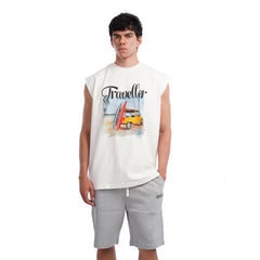 Men’s Sleeveless T-Shirt – Traveler Graphic Summer Casual Tank Tee