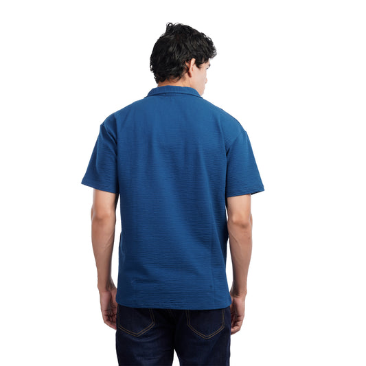 Men’s Textured Polo Shirt – Relaxed Fit Short Sleeve Polo