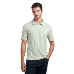 Men’s Textured Polo Shirt – Slim Fit Casual Summer Tee