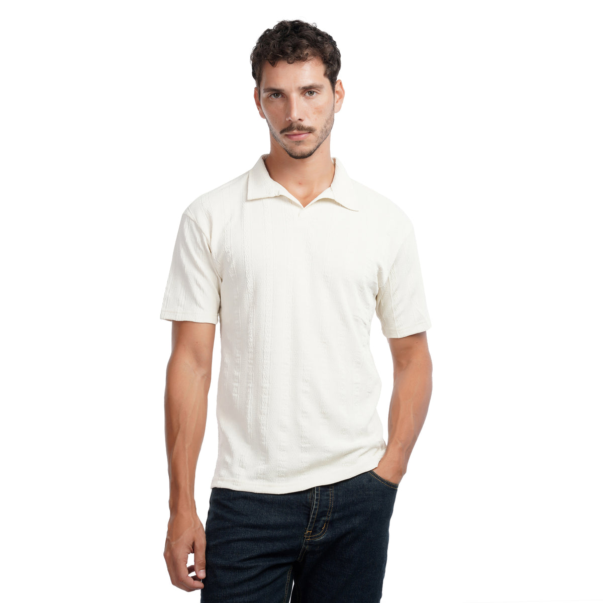 Men’s Textured Polo Shirt – Slim Fit Casual Summer Tee
