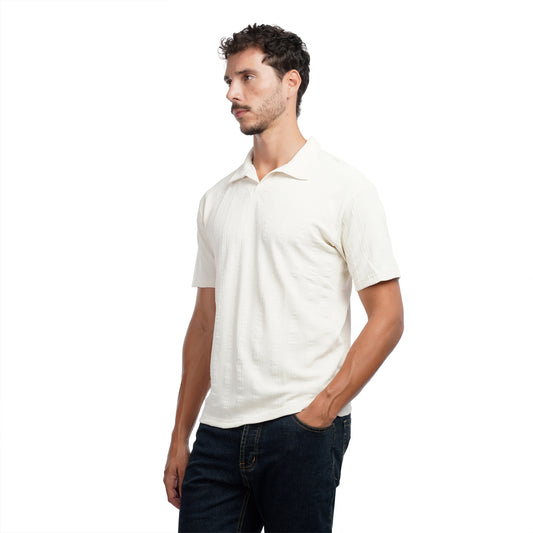Men’s Textured Polo Shirt – Slim Fit Casual Summer Tee