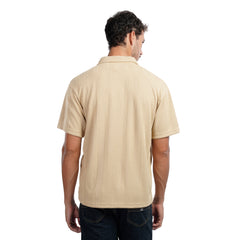 Men’s Polo Shirt Short Sleeve – Casual Textured Striped T-Shirt