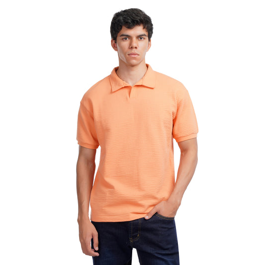 Men’s Textured Polo Shirt – Casual Short Sleeve Summer Top