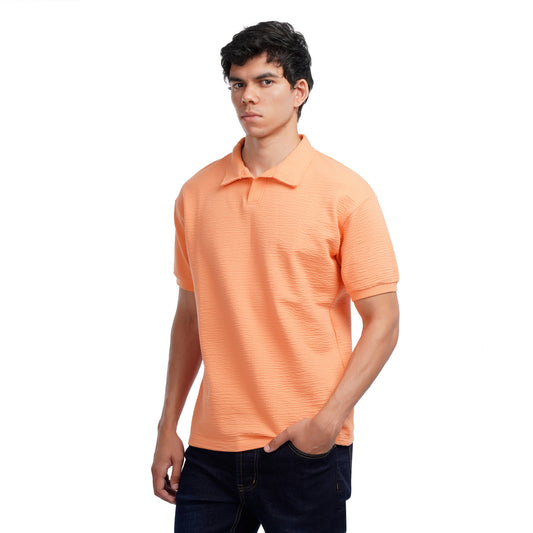 Men’s Textured Polo Shirt – Casual Short Sleeve Summer Top
