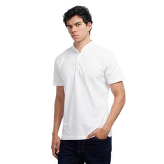 Men’s Mandarin Collar Polo T-Shirt – Short Sleeve Casual Slim Fit Tee