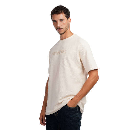 Men’s Textured T-Shirt – Premium Casual Tee with Embossed Front Logo