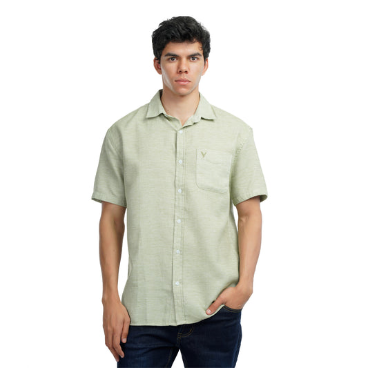 Men’s Short Sleeve Shirt – Casual Textured Button Down Shirt