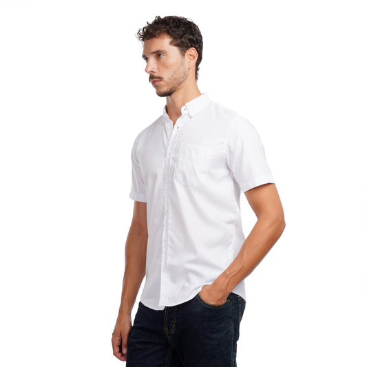Men’s Short Sleeve Button-Up Shirt – Casual Slim Fit Cotton Shirt