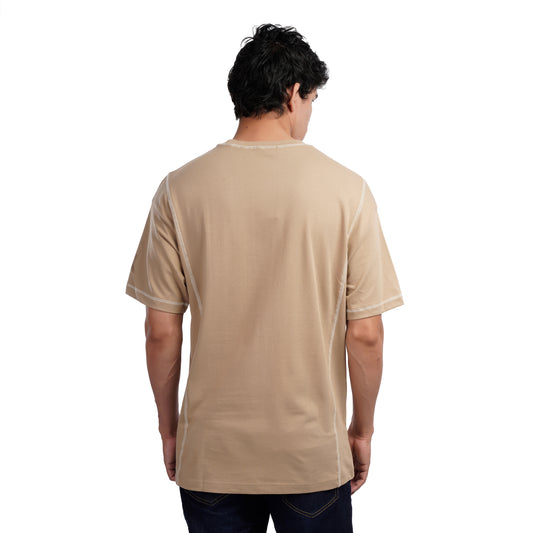 Men Short Sleeve T-Shirt Minimal Stitch Detail Casual Cotton Tee