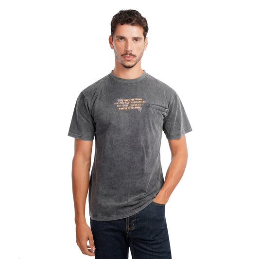 Men’s Washed T-Shirt – Casual Printed Short Sleeve Tee