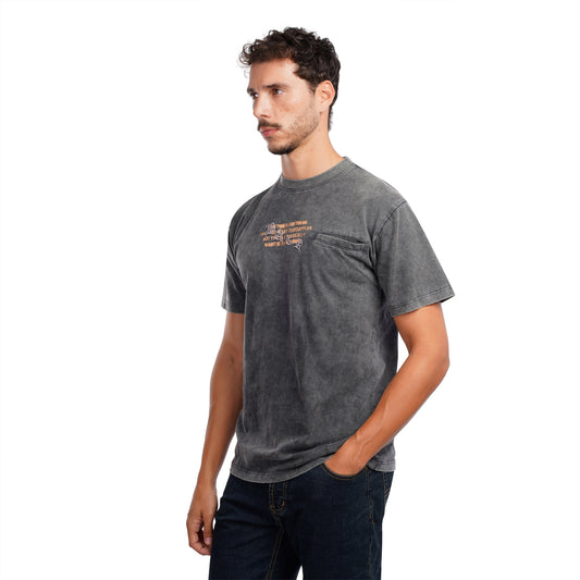 Men’s Washed T-Shirt – Casual Printed Short Sleeve Tee