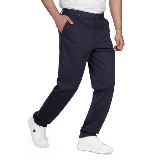 Men's Regular Fit Formal Casual Pants – Stretch Twill Trousers with Side Pockets