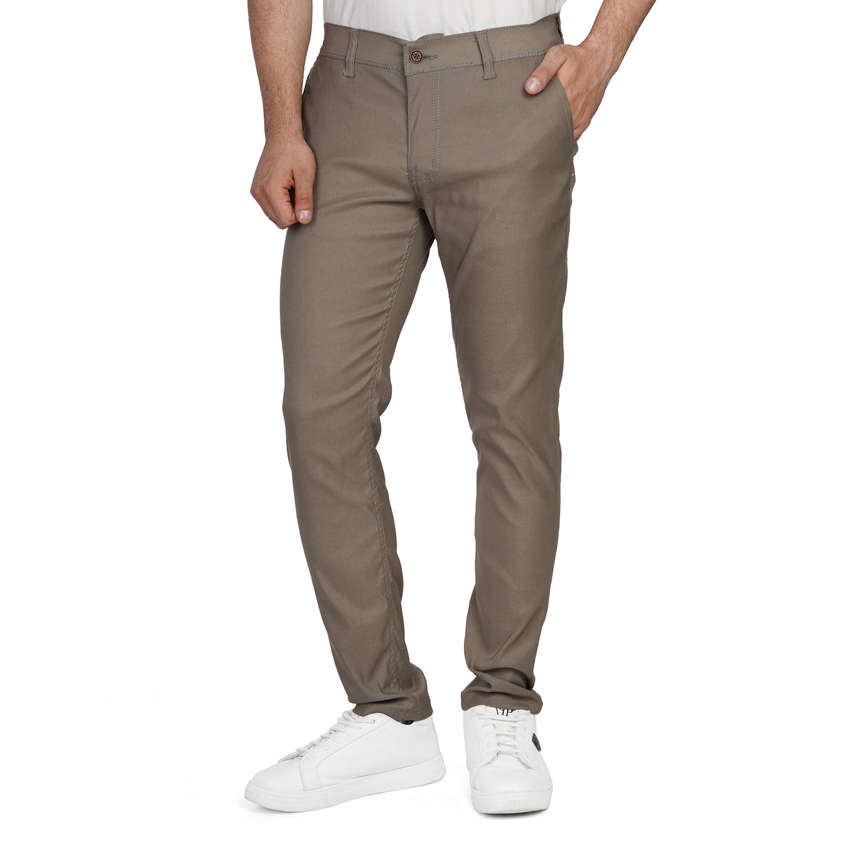Men's Slim Fit Chino Pants – Stretch Cotton Twill Casual Trousers with Side Pockets